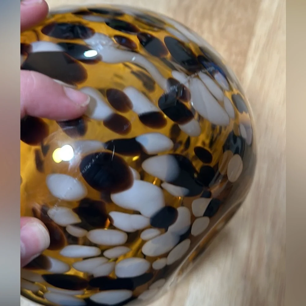 HQT Hand Made Home Design Orange/Brown Glass Vase